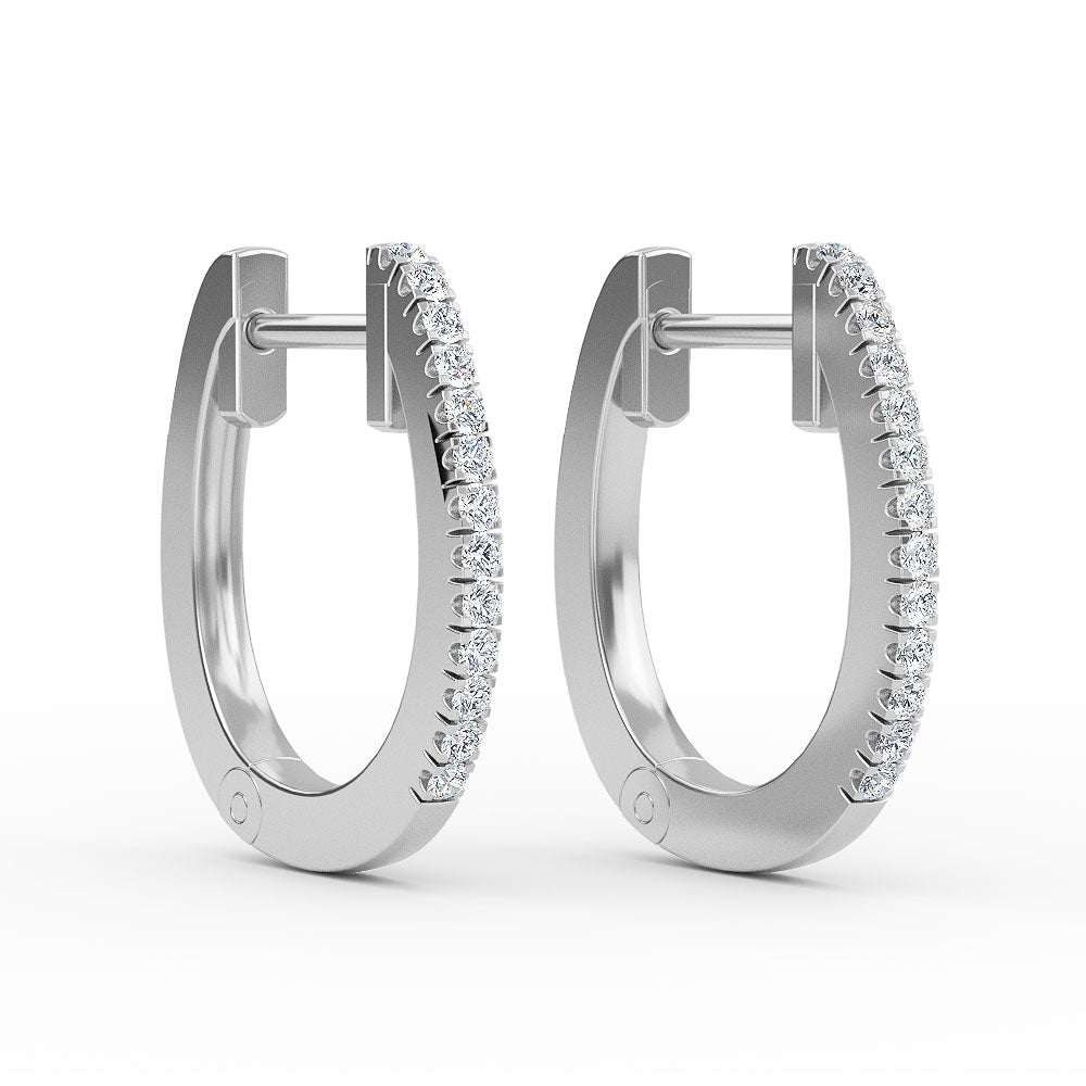 14K Gold 9MM Diamond Hoop Earrings