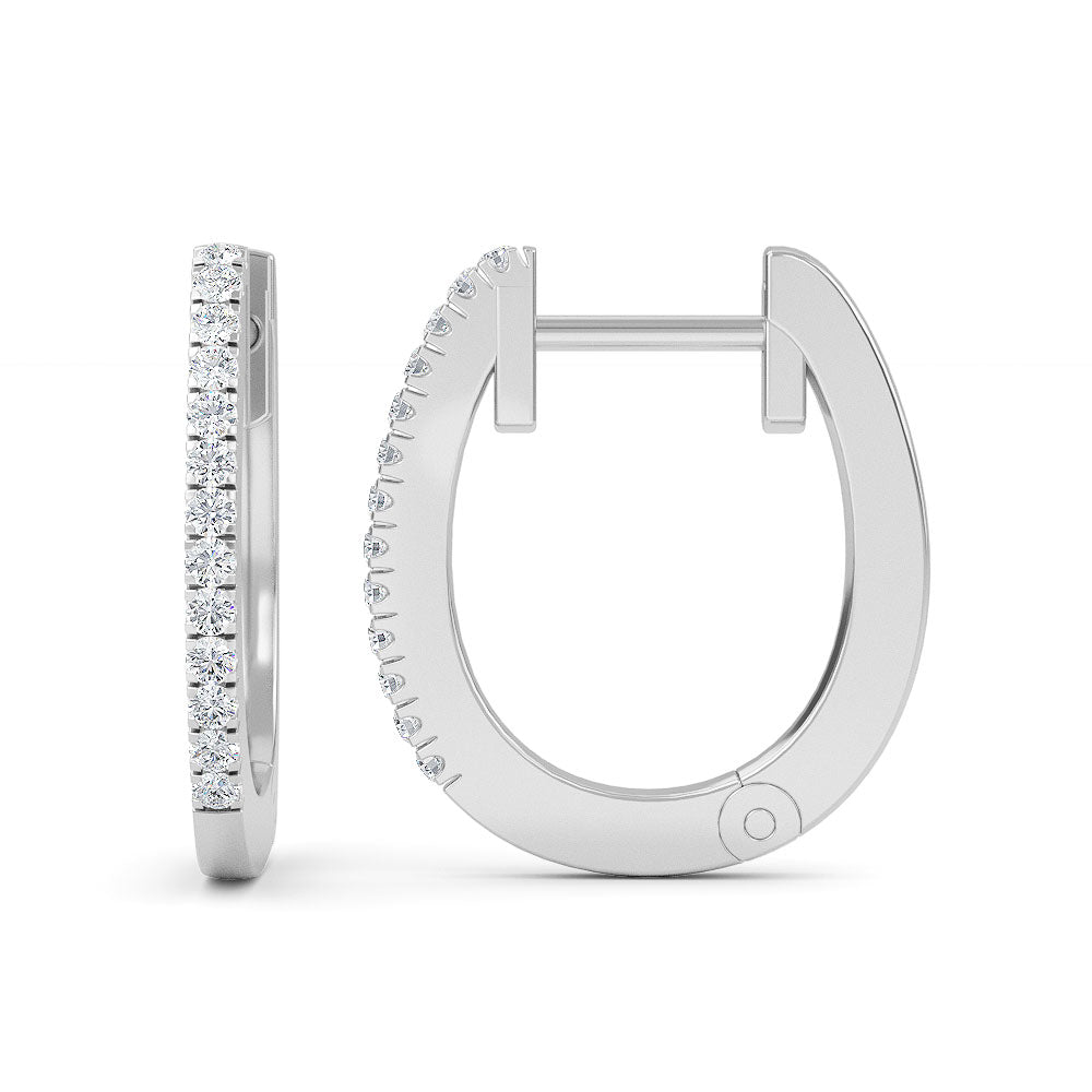 14K Gold 9MM Diamond Hoop Earrings