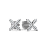 14K Gold Flower Round Diamond Earrings