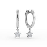 14K Gold Hoop with Diamond Star Earrings