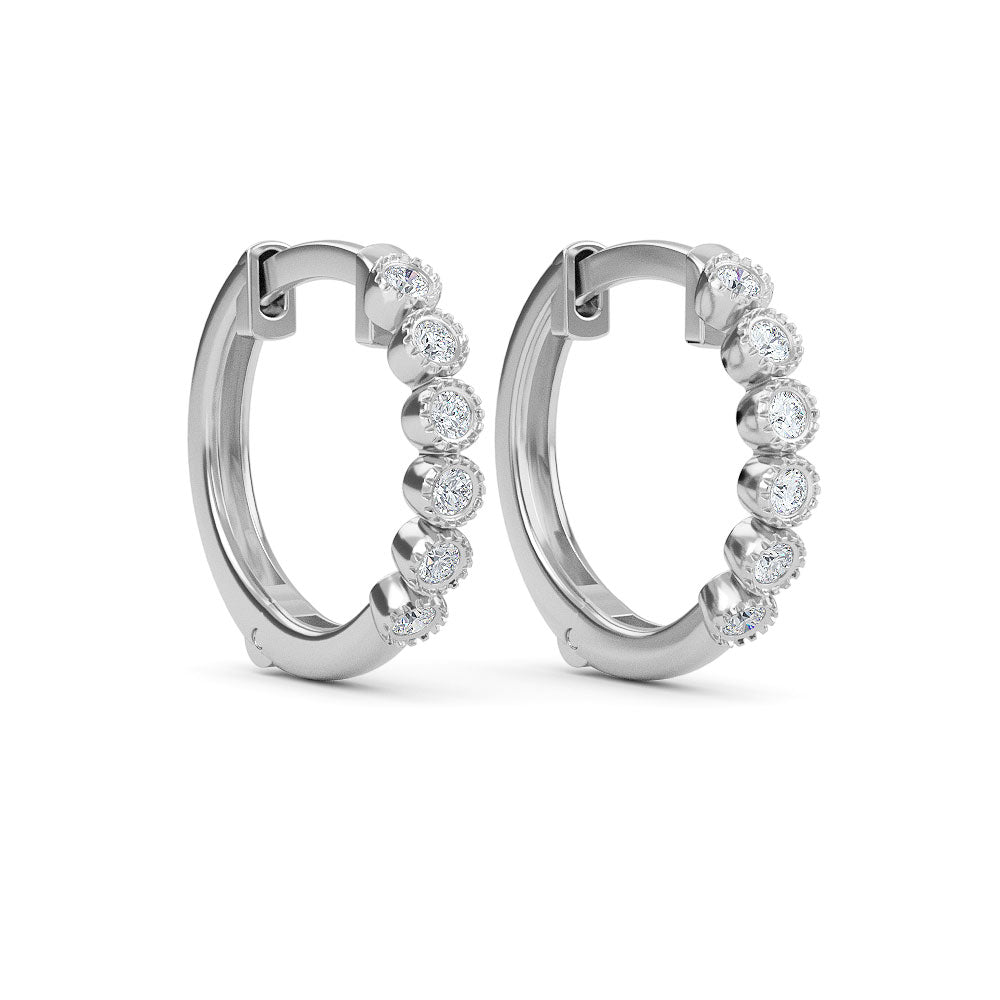 14K Gold Diamond Hoop Earrings