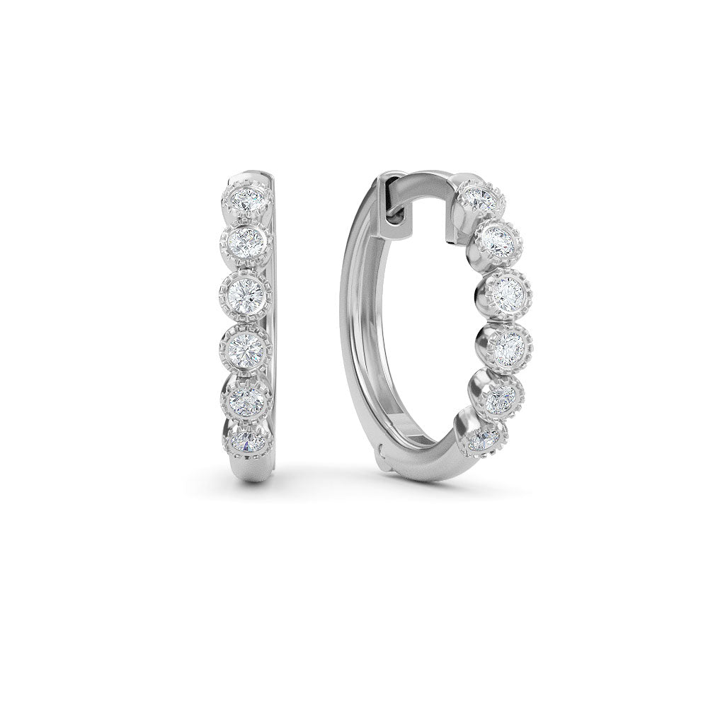 14K Gold Diamond Hoop Earrings