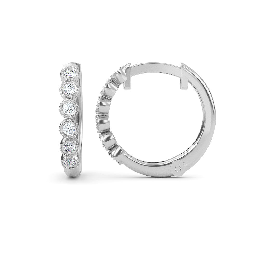 14K Gold Diamond Hoop Earrings