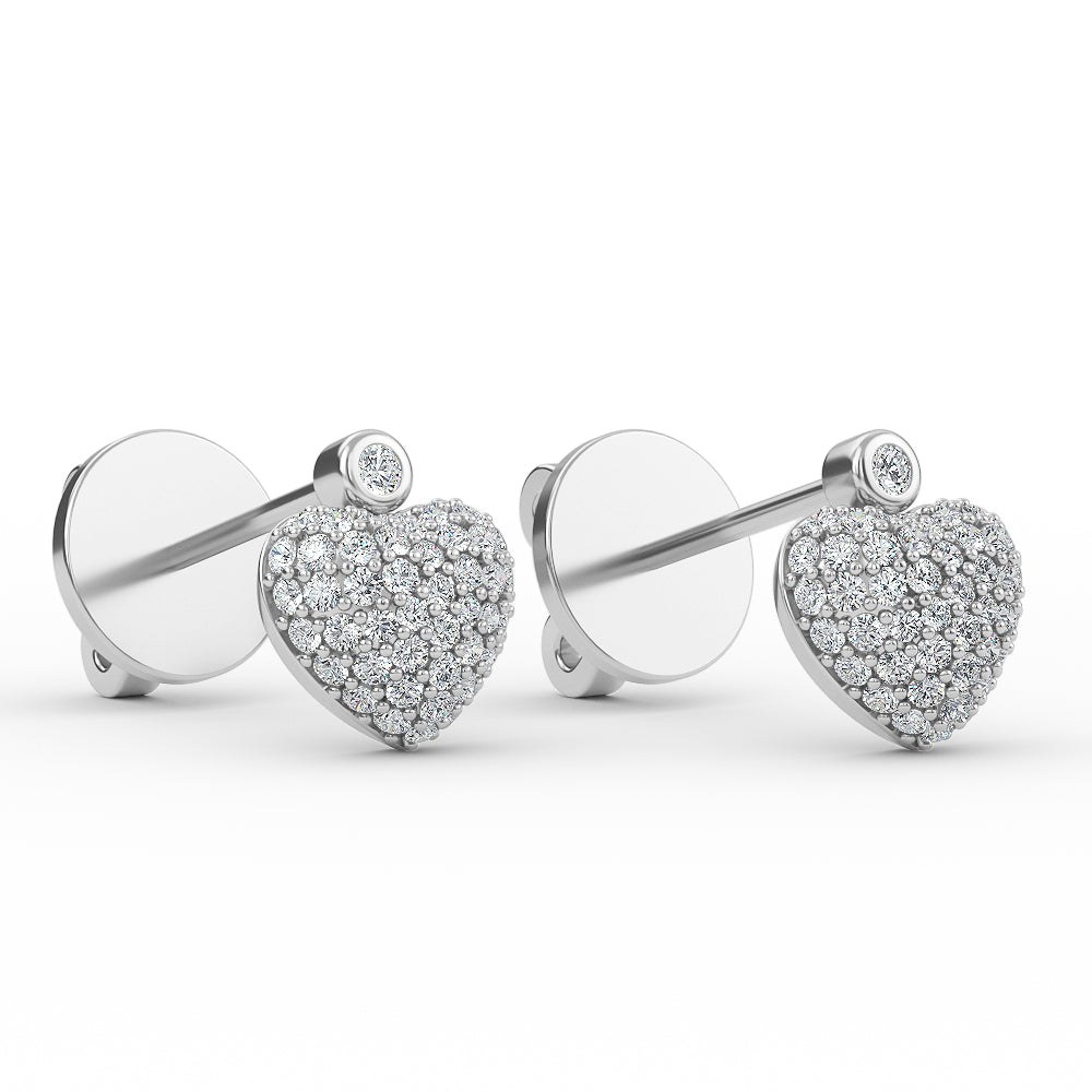 14K Gold Diamond Pave Heart Earrings