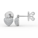 14K Gold Diamond Pave Heart Earrings