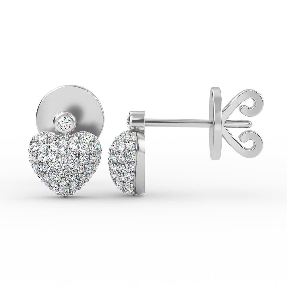 14K Gold Diamond Pave Heart Earrings