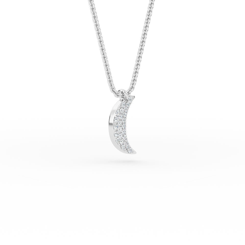 14K Gold Crescent Moon Diamond Necklace