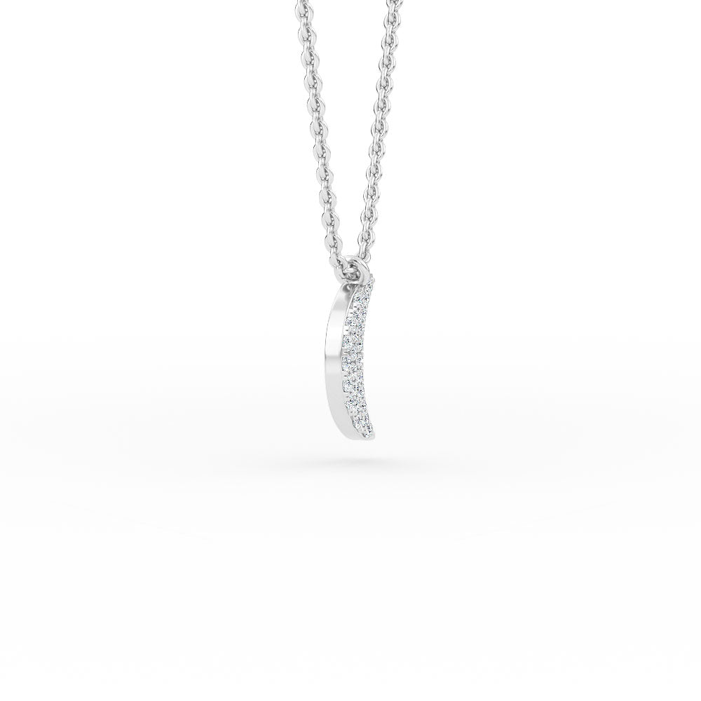 14K Gold Crescent Moon Diamond Necklace
