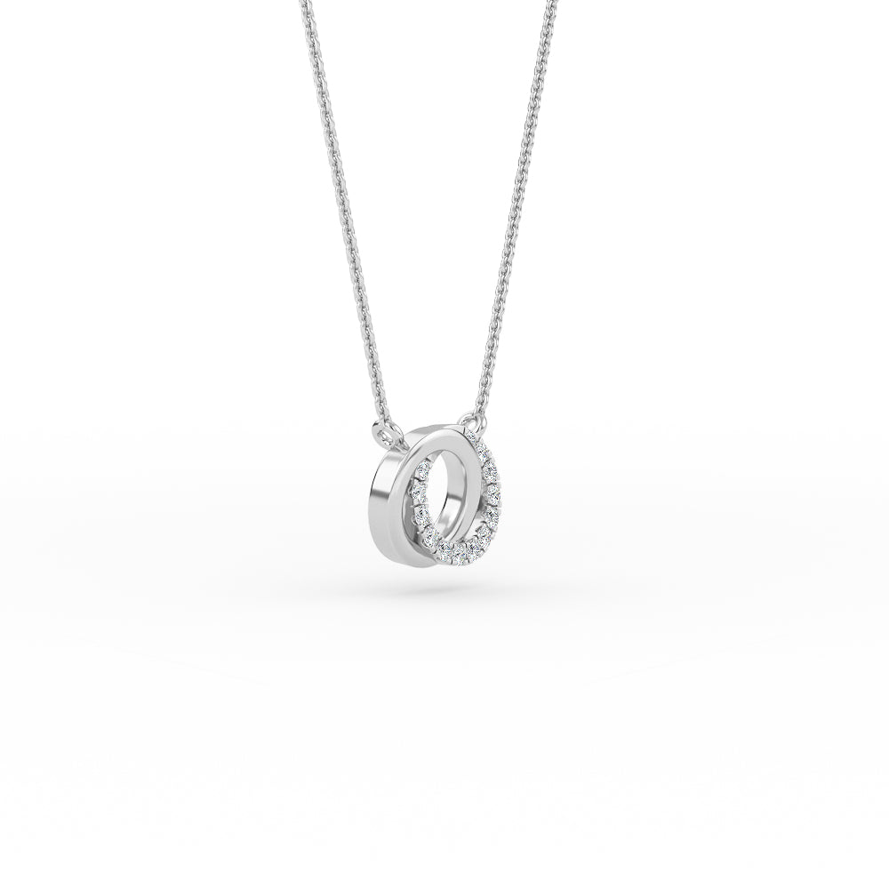 14K Gold Diamond Two Circle Necklace