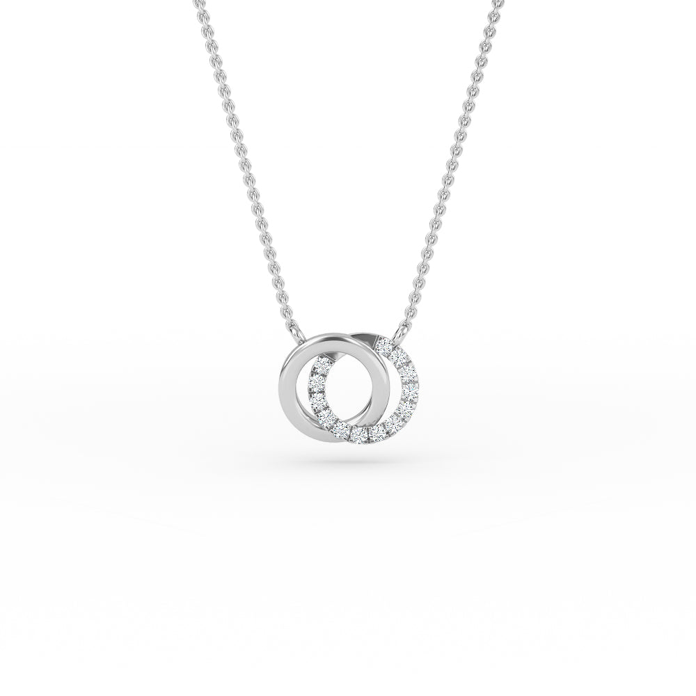 14K Gold Diamond Two Circle Necklace