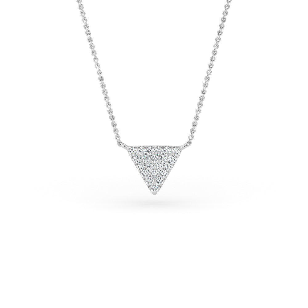 14K Gold Diamond Pave Triangle Necklace