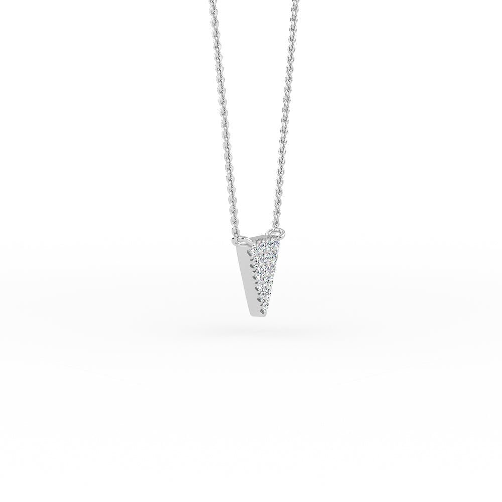 14K Gold Diamond Pave Triangle Necklace