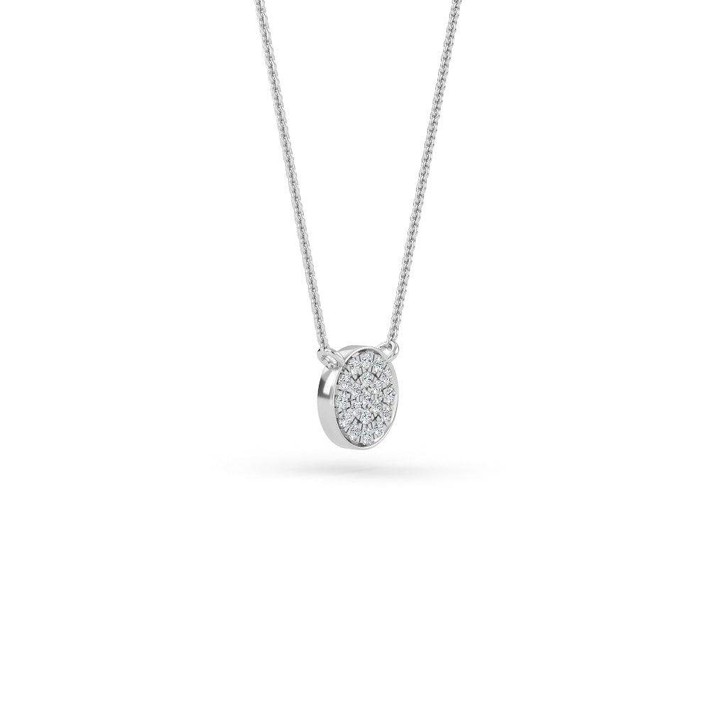14K Gold Diamond Pave Disc Necklace