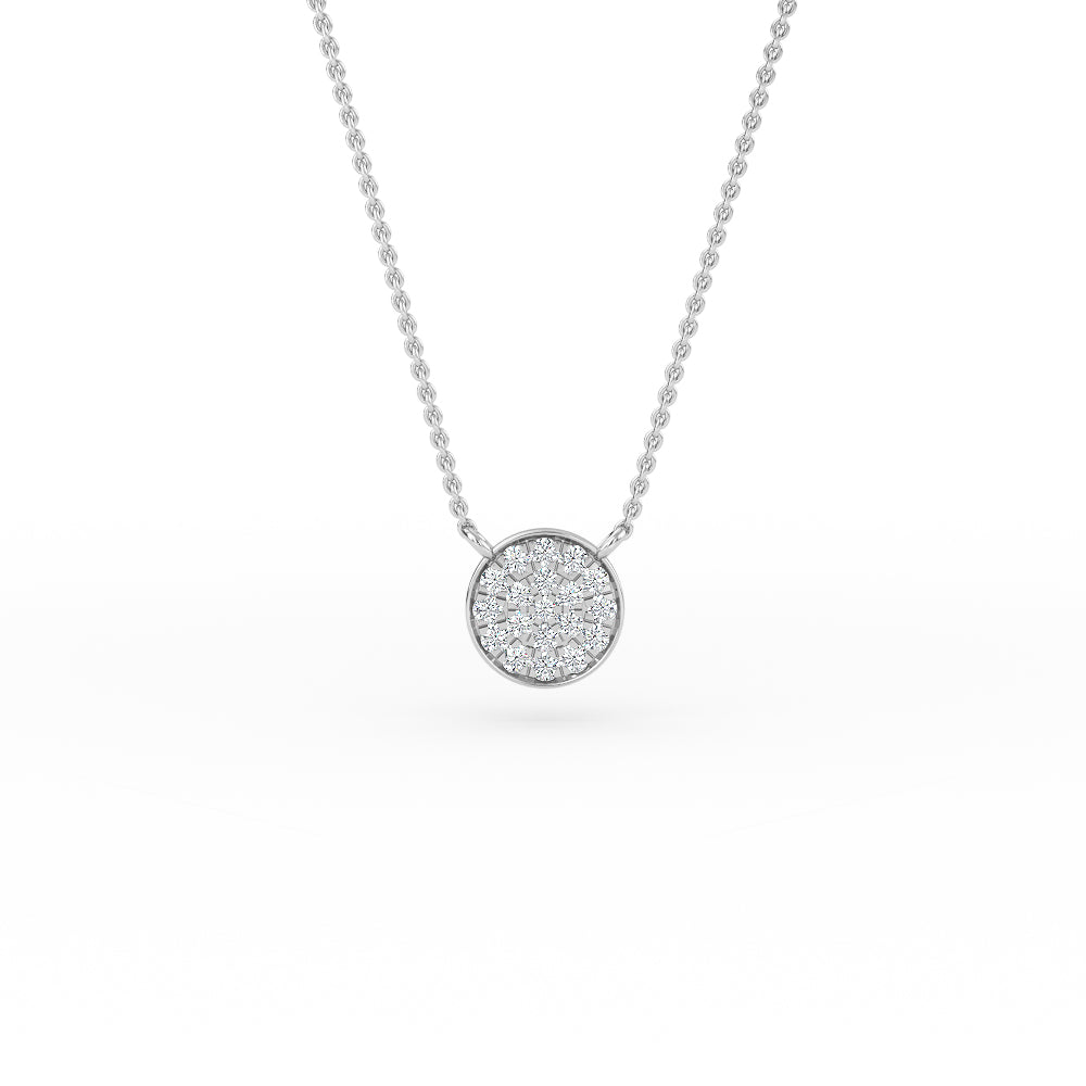 14K Gold Diamond Pave Disc Necklace