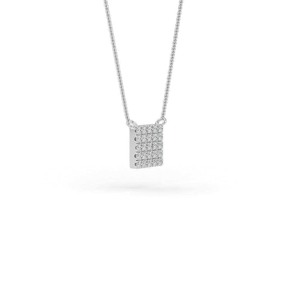 14K Gold Diamond Pave Square Necklace
