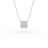 14K Gold Diamond Pave Square Necklace