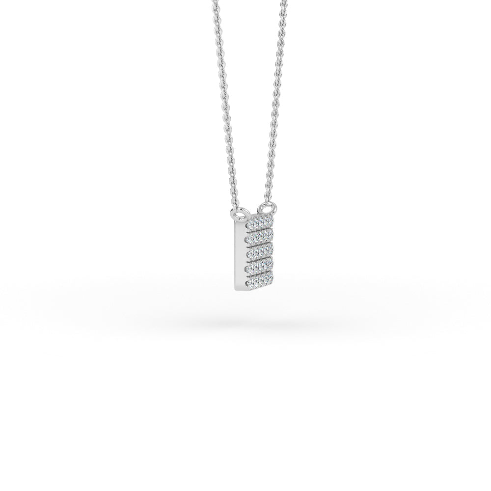 14K Gold Diamond Pave Square Necklace