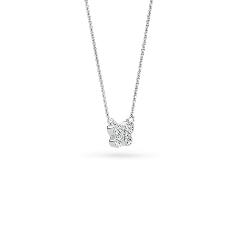 14K Gold Diamond Pave Butterfly Necklace
