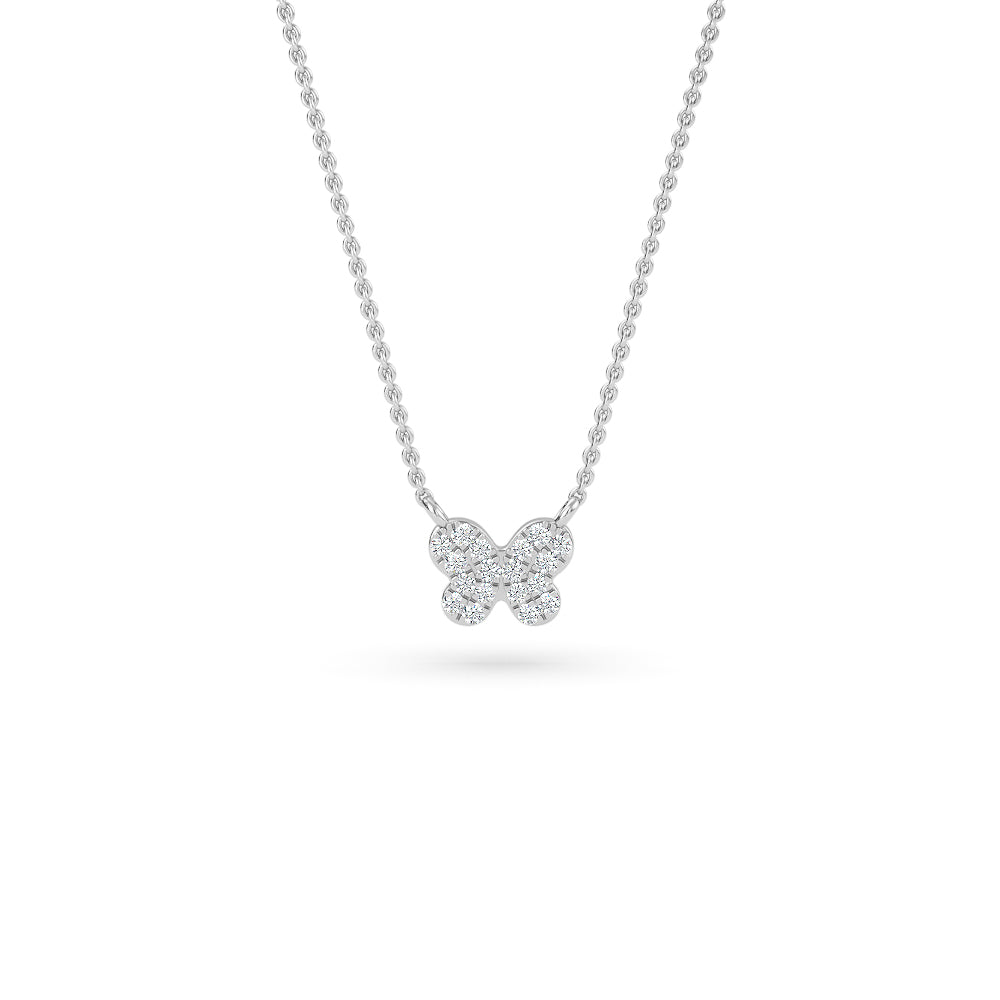 14K Gold Diamond Pave Butterfly Necklace