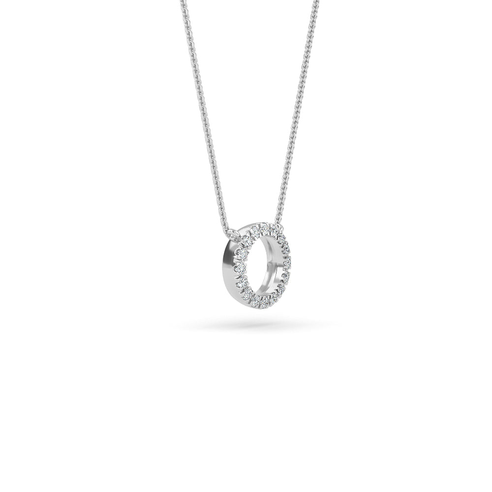 14K Gold Diamond Pave Circle Necklace