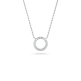 14K Gold Diamond Pave Circle Necklace