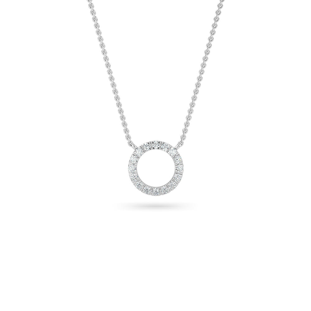 14K Gold Diamond Pave Circle Necklace