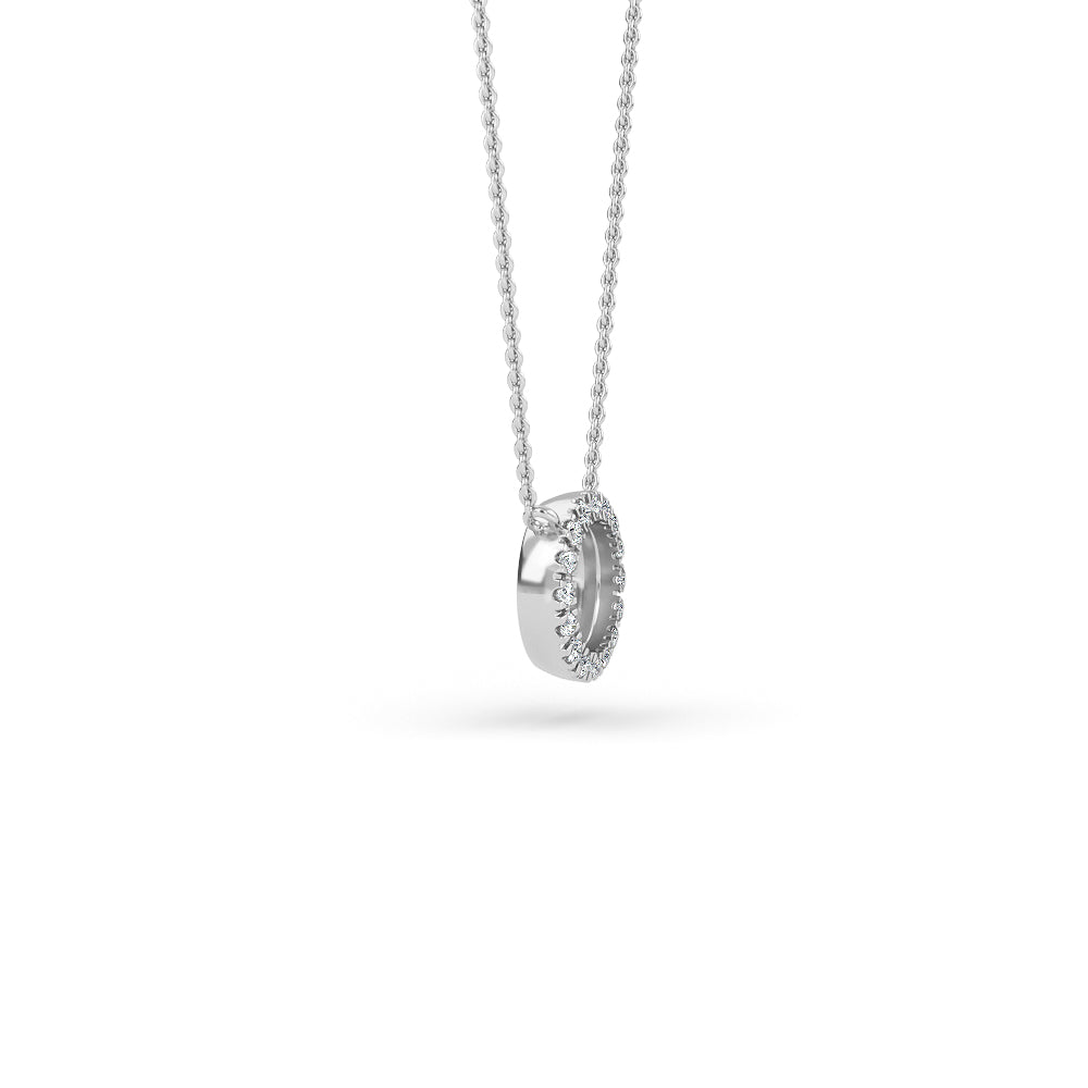 14K Gold Diamond Pave Circle Necklace