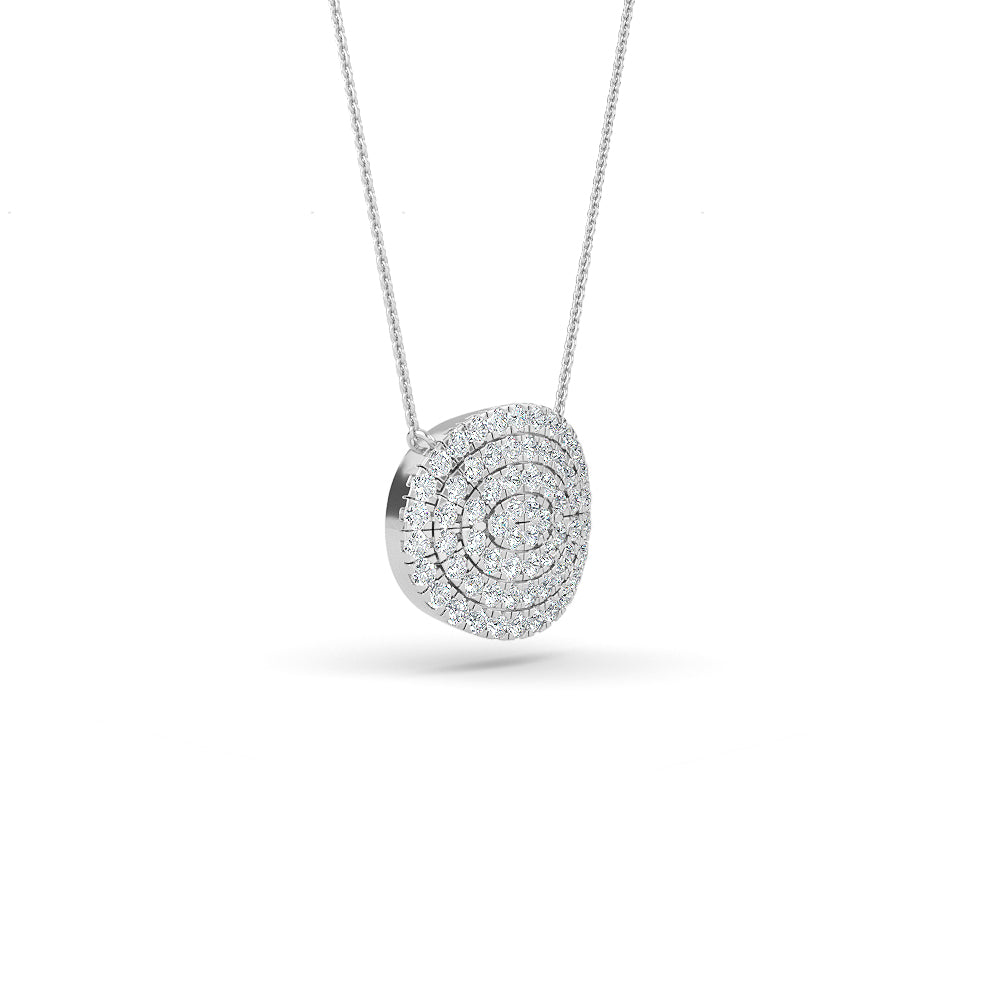 14K Gold Diamond Pave Disc Necklace
