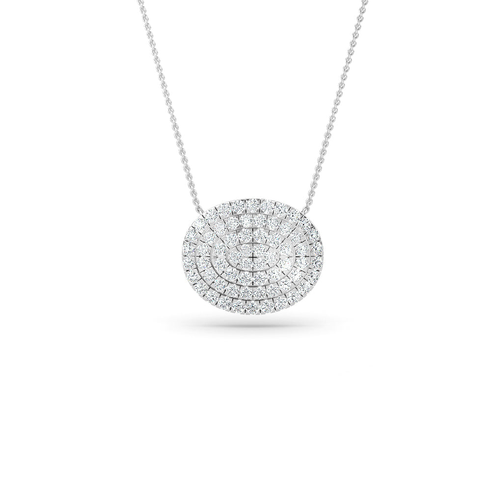 14K Gold Diamond Pave Disc Necklace