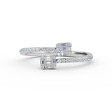 14K Gold Baguette Diamond Cuff Ring