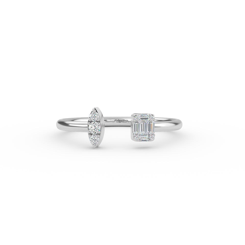 Gold Diamond Baguette Open Ring