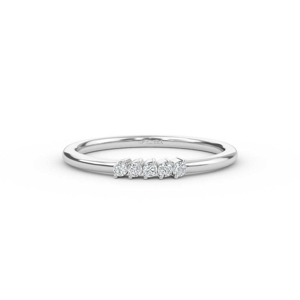 14K Gold 5 Stone Diamond Wedding Band