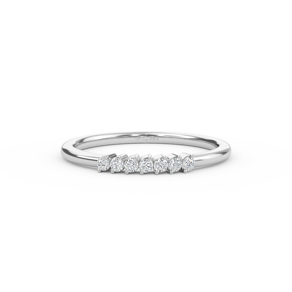 14K Gold 7 Stone Diamond Wedding Band