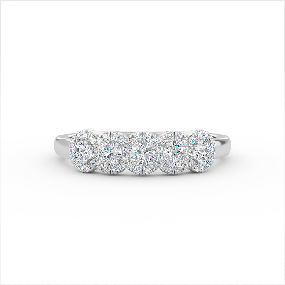 14K Gold 5 Stone Diamond Annivesary Ring
