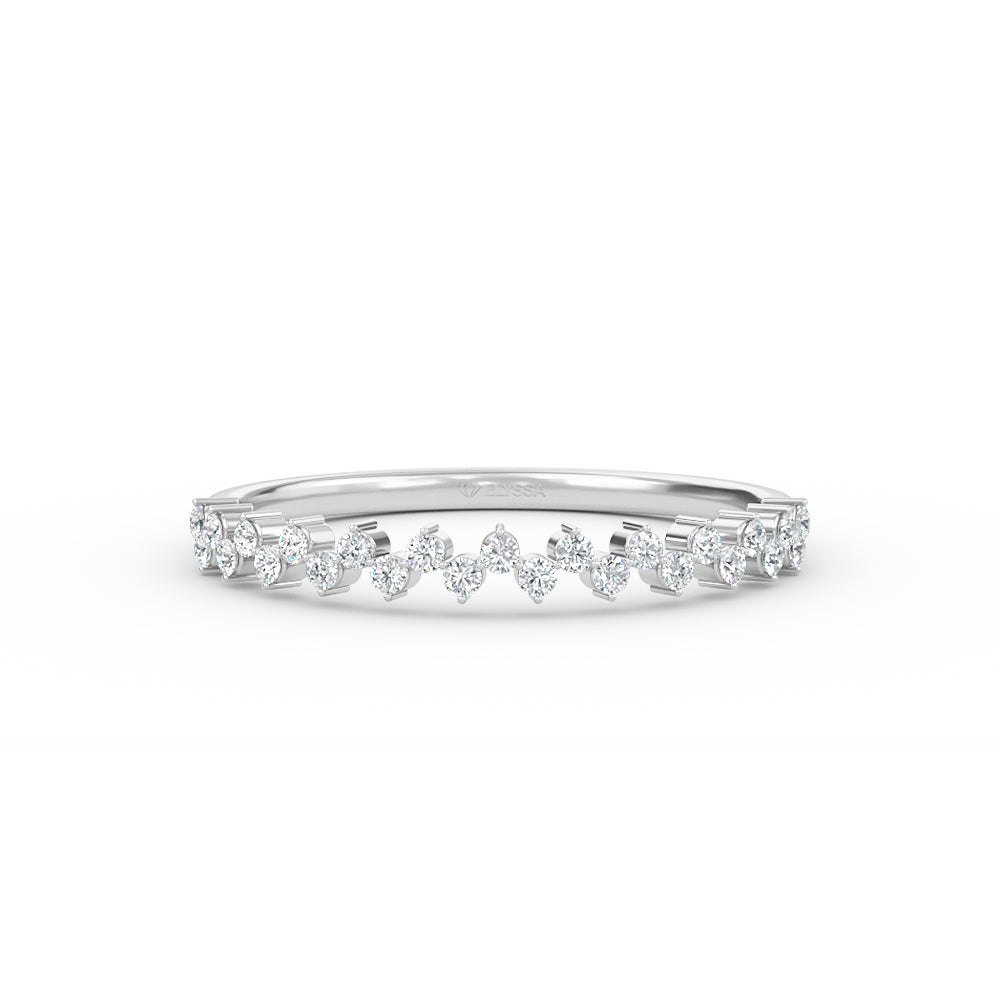 14K Gold Diamond Zig Zag Half Eternity Ring
