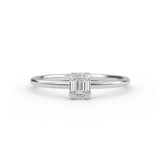 14K Gold Baguette and Round Cut Diamond Ring