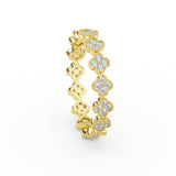 14K Solid Gold Eternity Diamond Clover Wedding Band