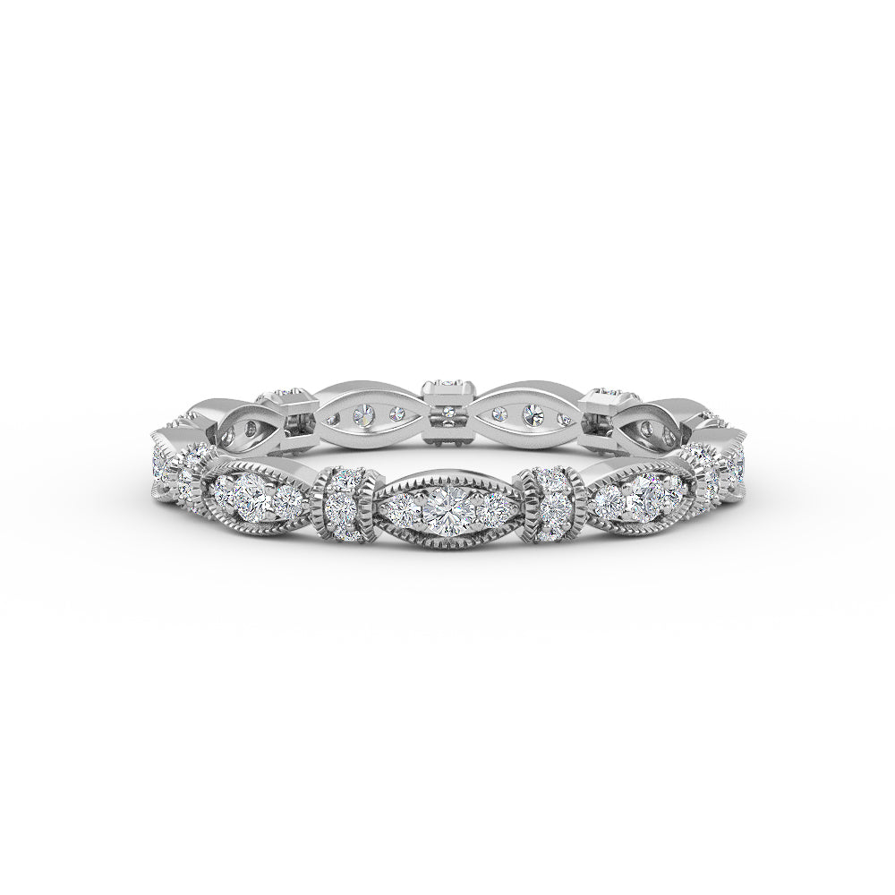 14K Solid Gold Miligran Diamond Wedding Band