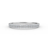 14K Solid Gold Micro Pave Thin Half Eternity Wedding Band