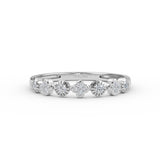 14K Gold 3MM Half Eternity Flower Diamond Wedding Band