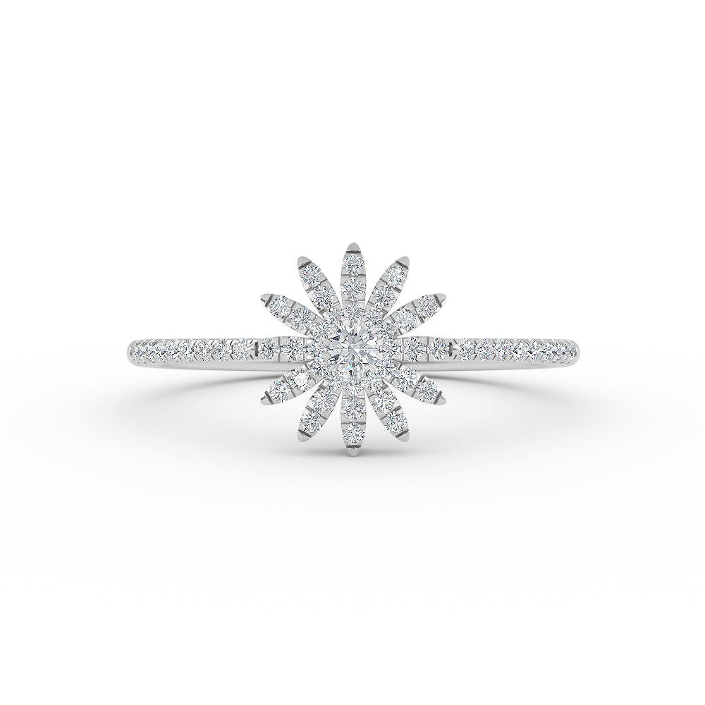 14K Gold Floral Diamond Ring