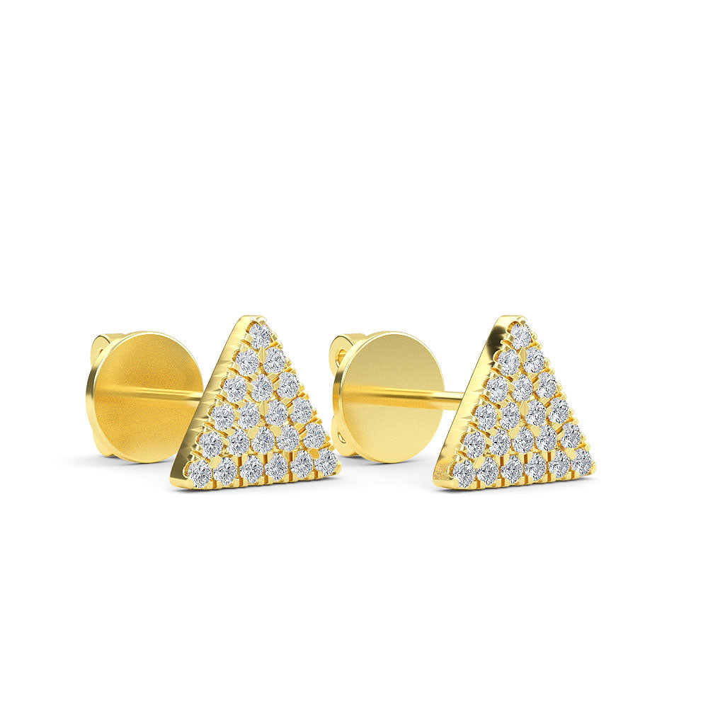 14K Gold Triangle Shaped Round Diamond Studs
