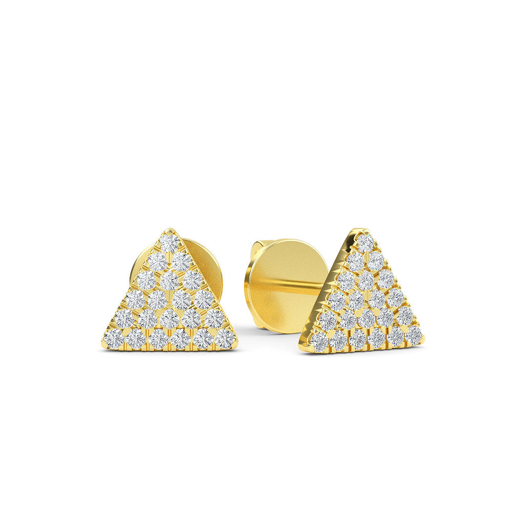 14K Gold Triangle Shaped Round Diamond Studs