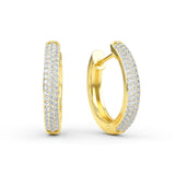 14K Gold Three Row Diamond Huggie Earrings