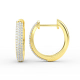 14K Gold Three Row Diamond Huggie Earrings
