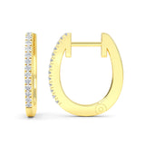 14K Gold 9MM Diamond Hoop Earrings
