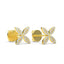 14K Gold Flower Round Diamond Earrings