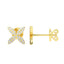 14K Gold Flower Round Diamond Earrings