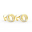 14K Gold Two Hoop Diamond Studs Earrings