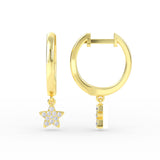 14K Gold Hoop with Diamond Star Earrings